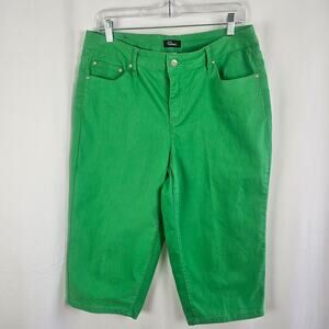 Tailormade Green Capri Pants Womens 14 Stretch Cropped Pant